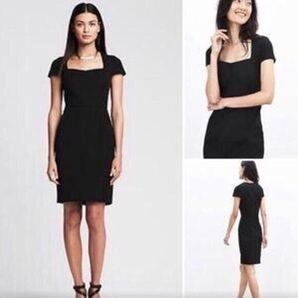Banana Republic Black Square-Neck Structured Dress - Picture 6 of 6